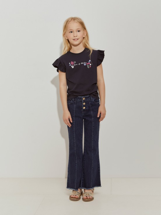 T-shirt com folho e estampado