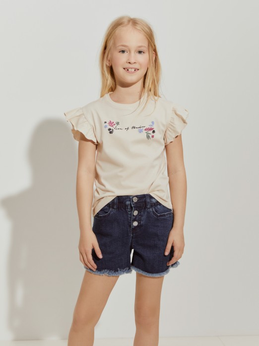T-shirt com folho e estampado