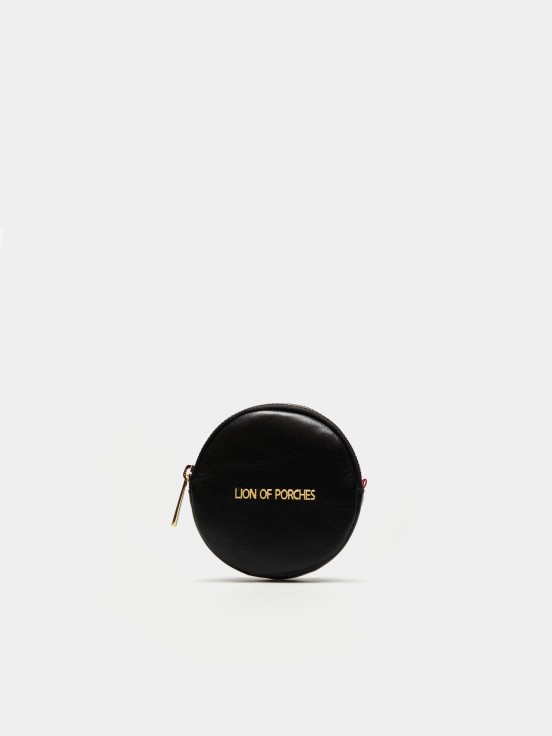 Porta-moedas circular em pele