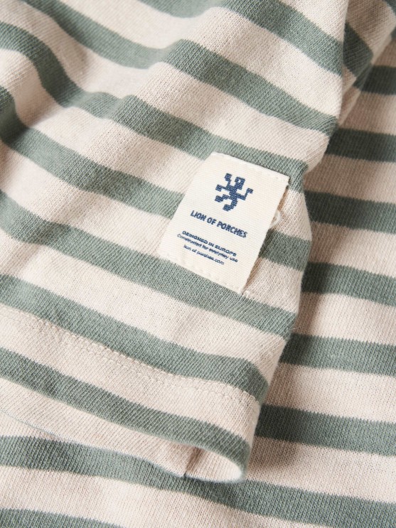 T-shirt s riscas em algodo e linho