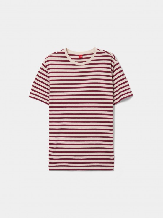 Striped cotton and linen t-shirt