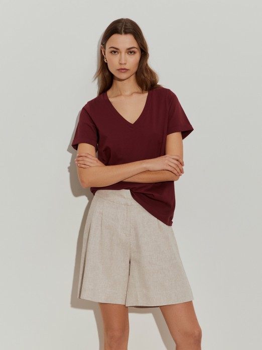 Camiseta de algodn con cuello en V