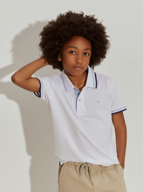 Striped cotton polo shirt