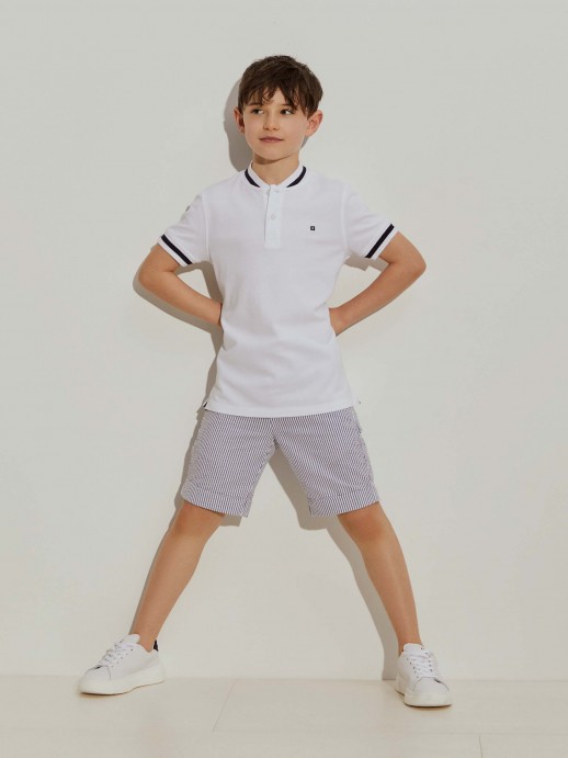 Two-tone pique polo shirt