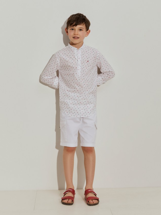 Camisa de algodão estampada