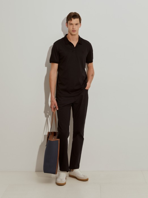 Slim fit polo shirt with springs