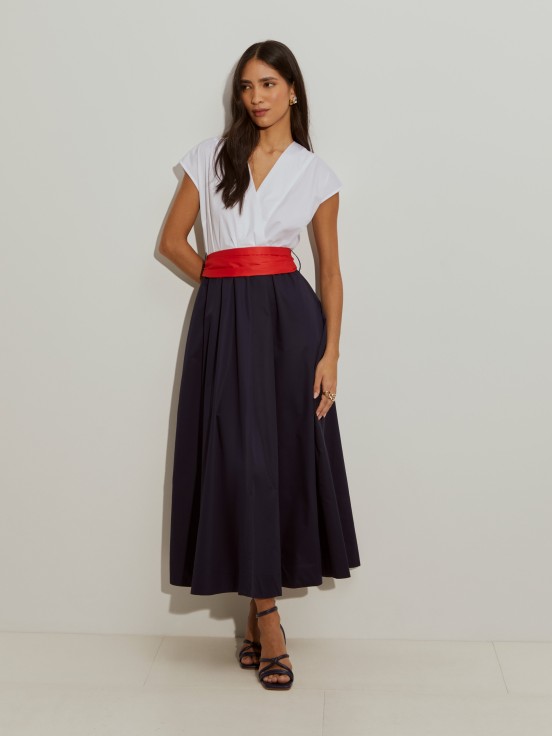 Vestido comprido tricolor