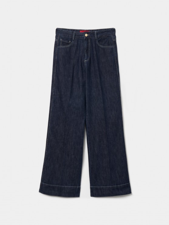 Wide leg denim pants