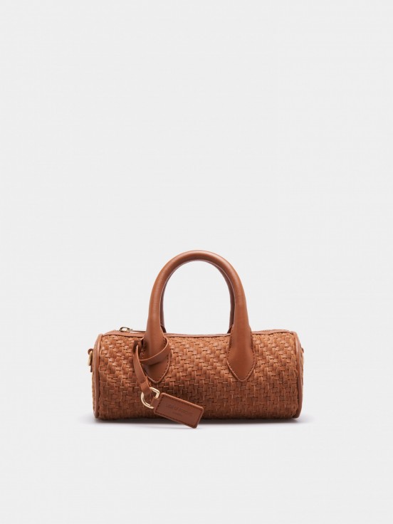 Bolso cilndrico de cuero