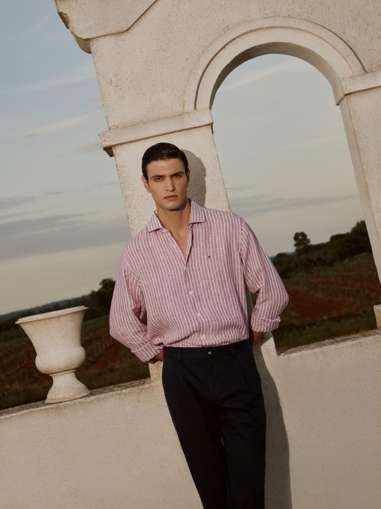 Camisa lino corte regular