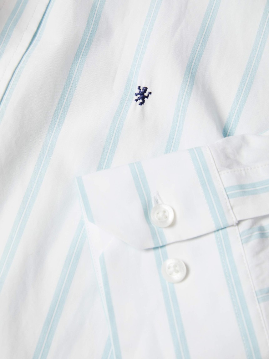Camisa slim fit em algod�o �s riscas