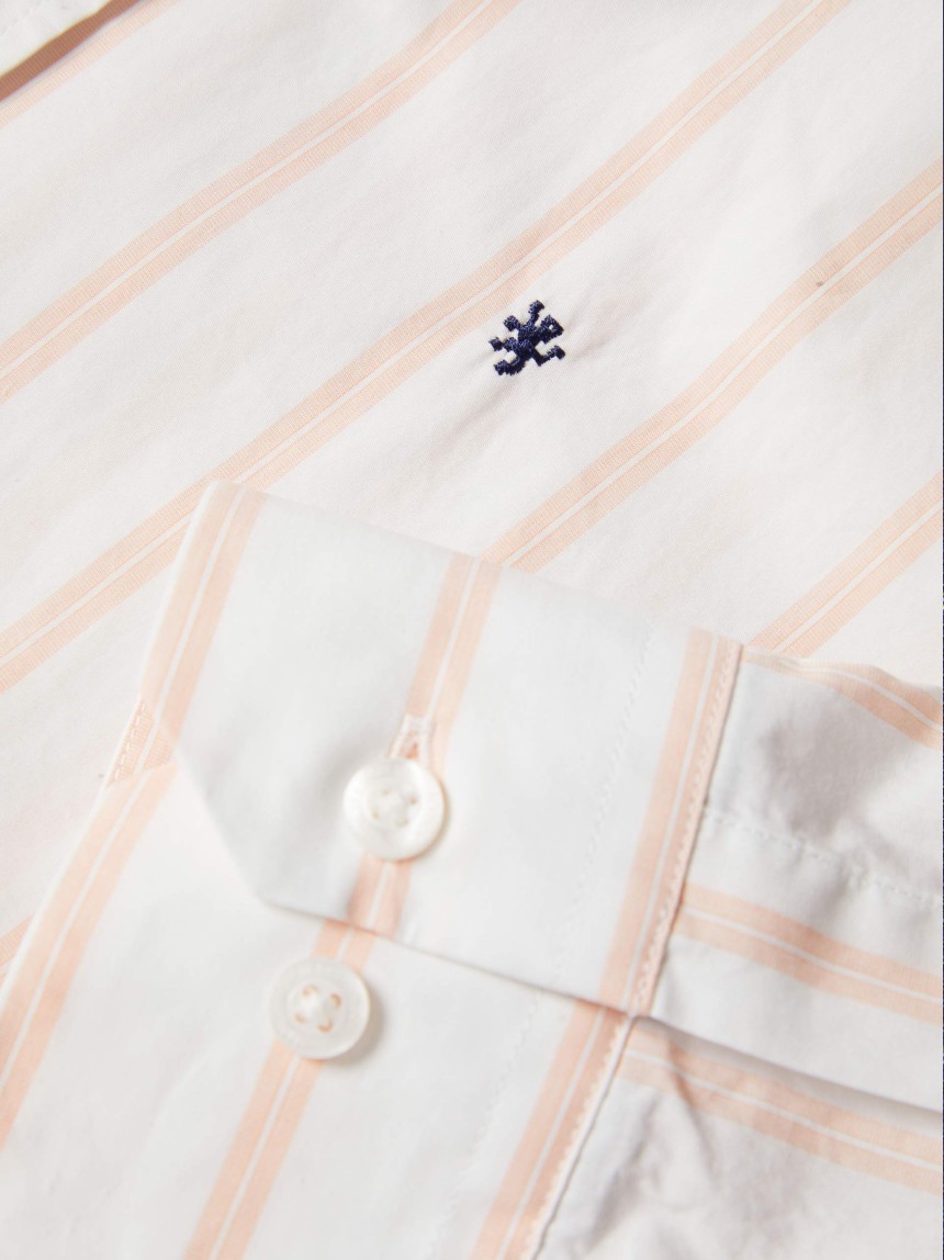 Camisa slim fit em algod�o �s riscas