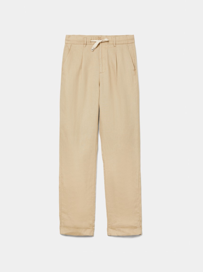 Cal�as chino regular fit em linho