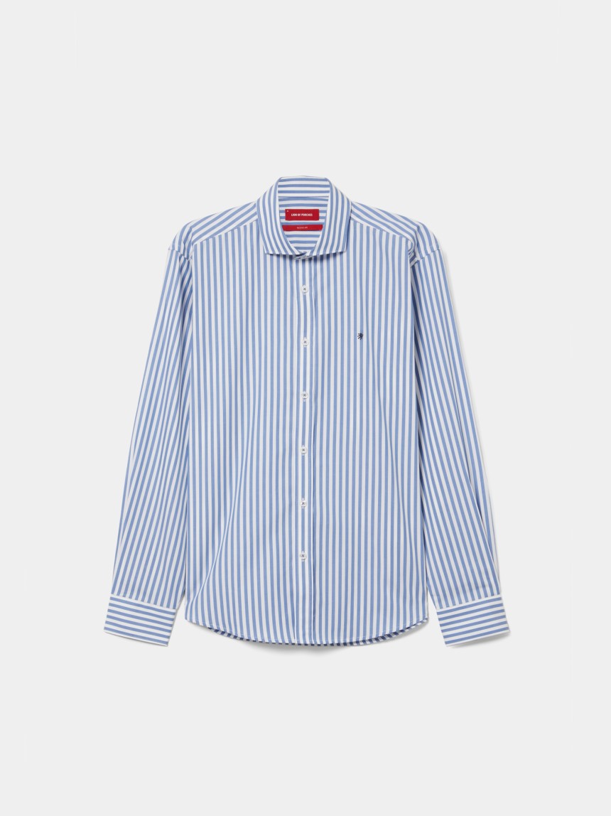 Camisa regular fit �s riscas em algod�o