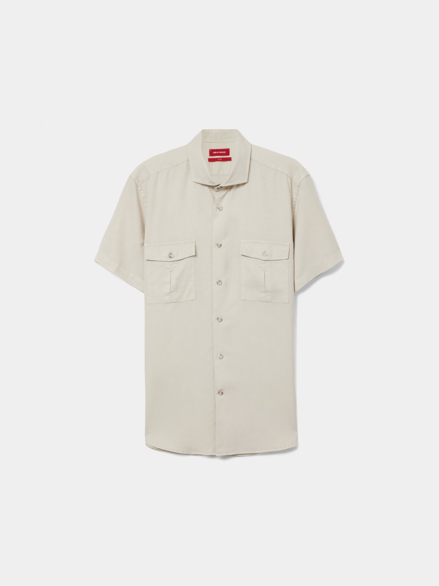 Camisa de manga curta em liocel e linho