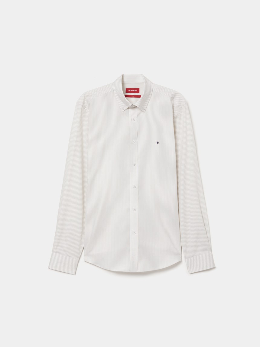 Camisa regular fit em algod�o �s riscas