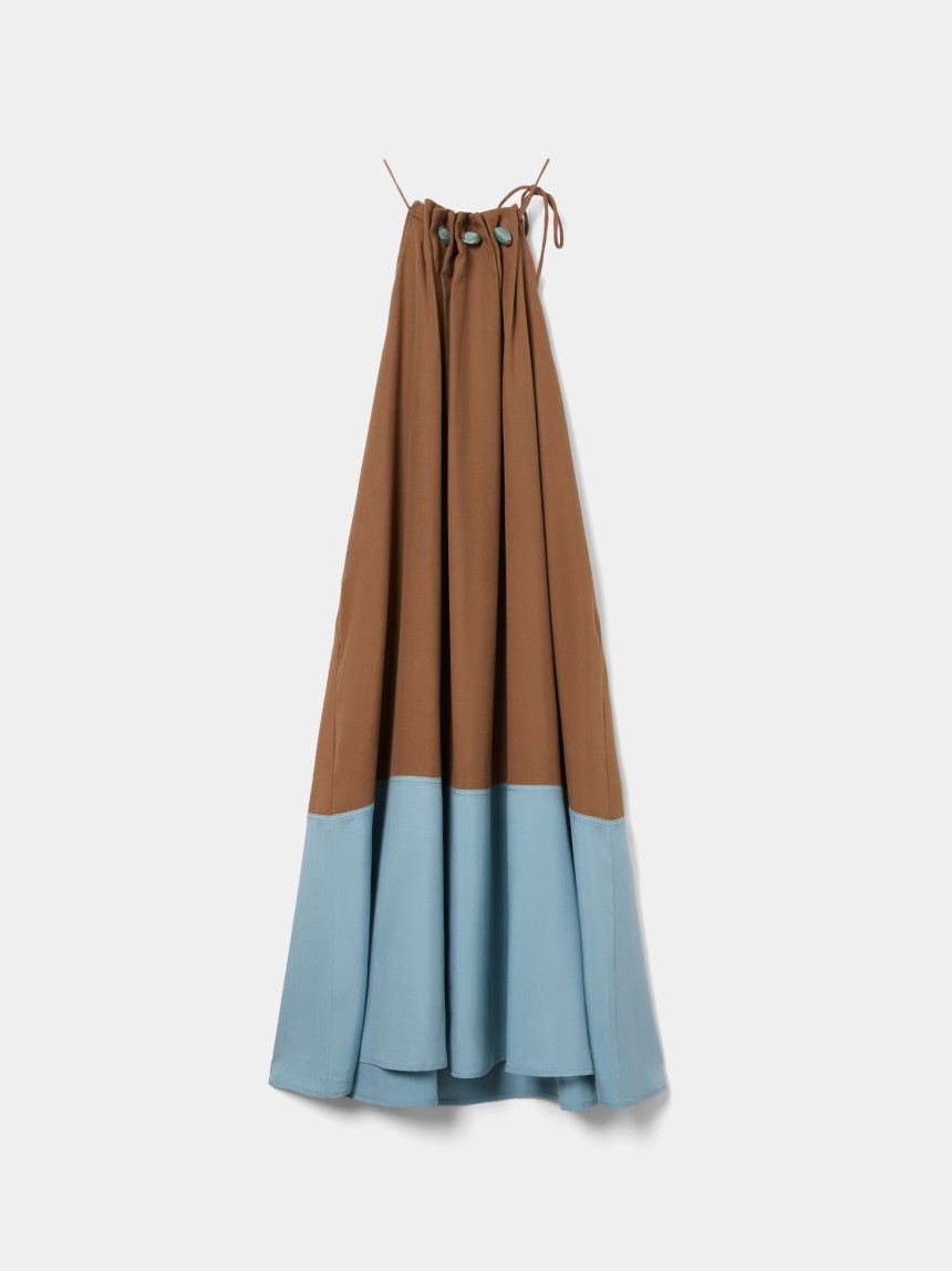 Two-tone midi dress with rhinestones