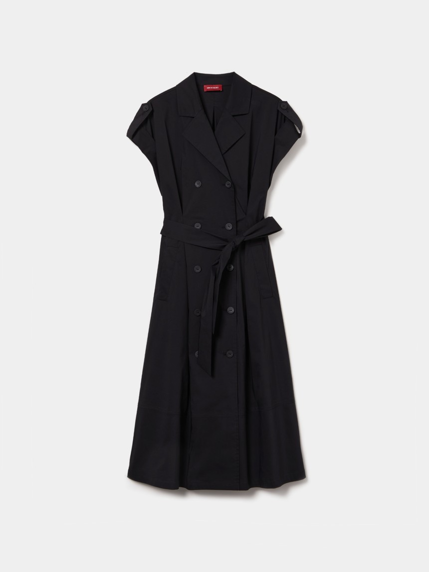 Vestido gabardine com cinto