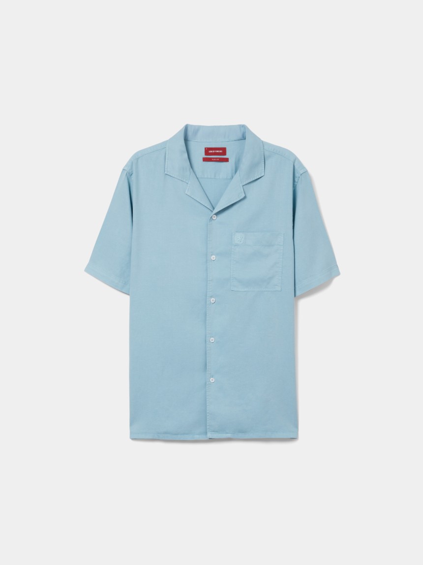 Short-sleeved shirt in lyocell and linen