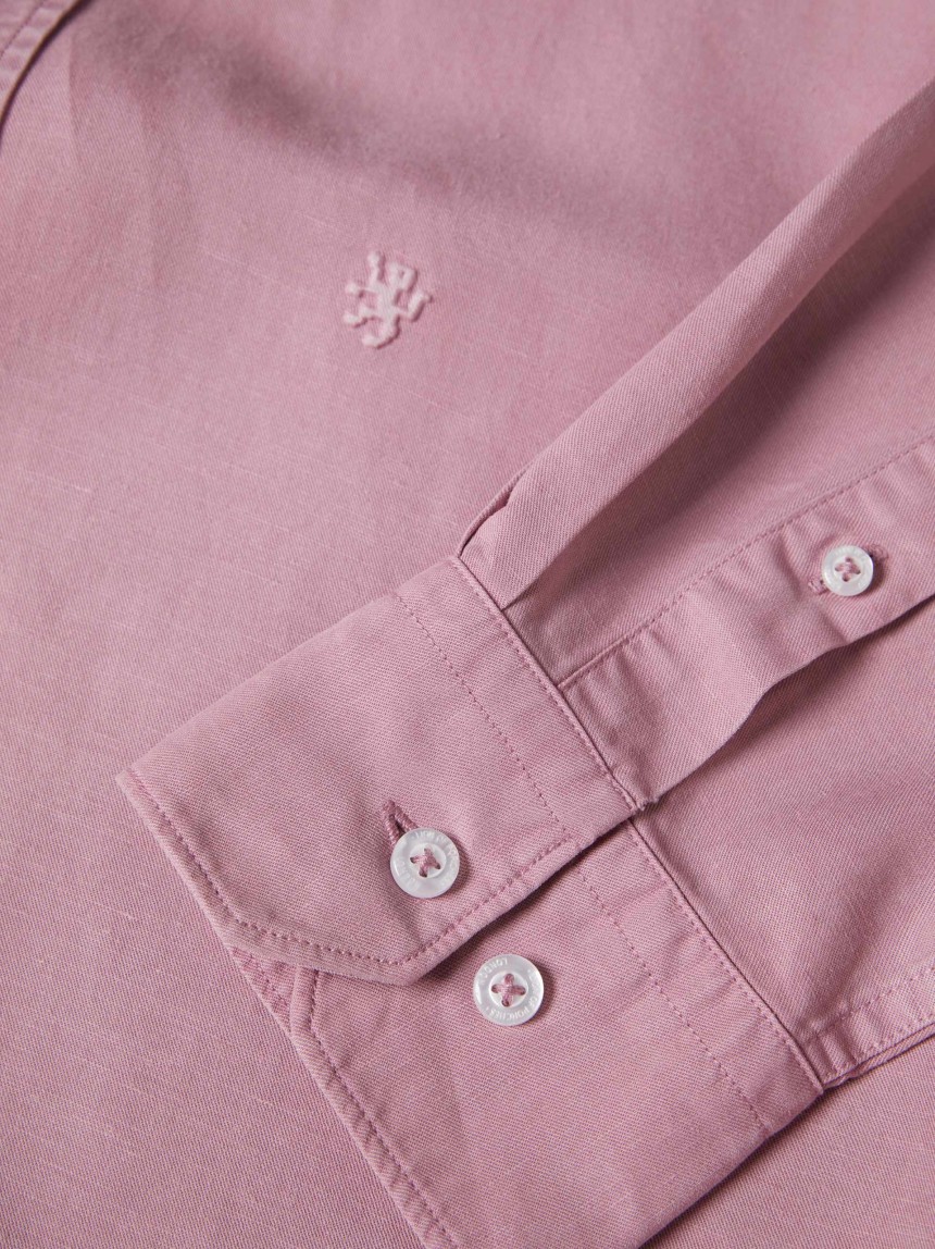 Camisa slim fit em liocel e linho