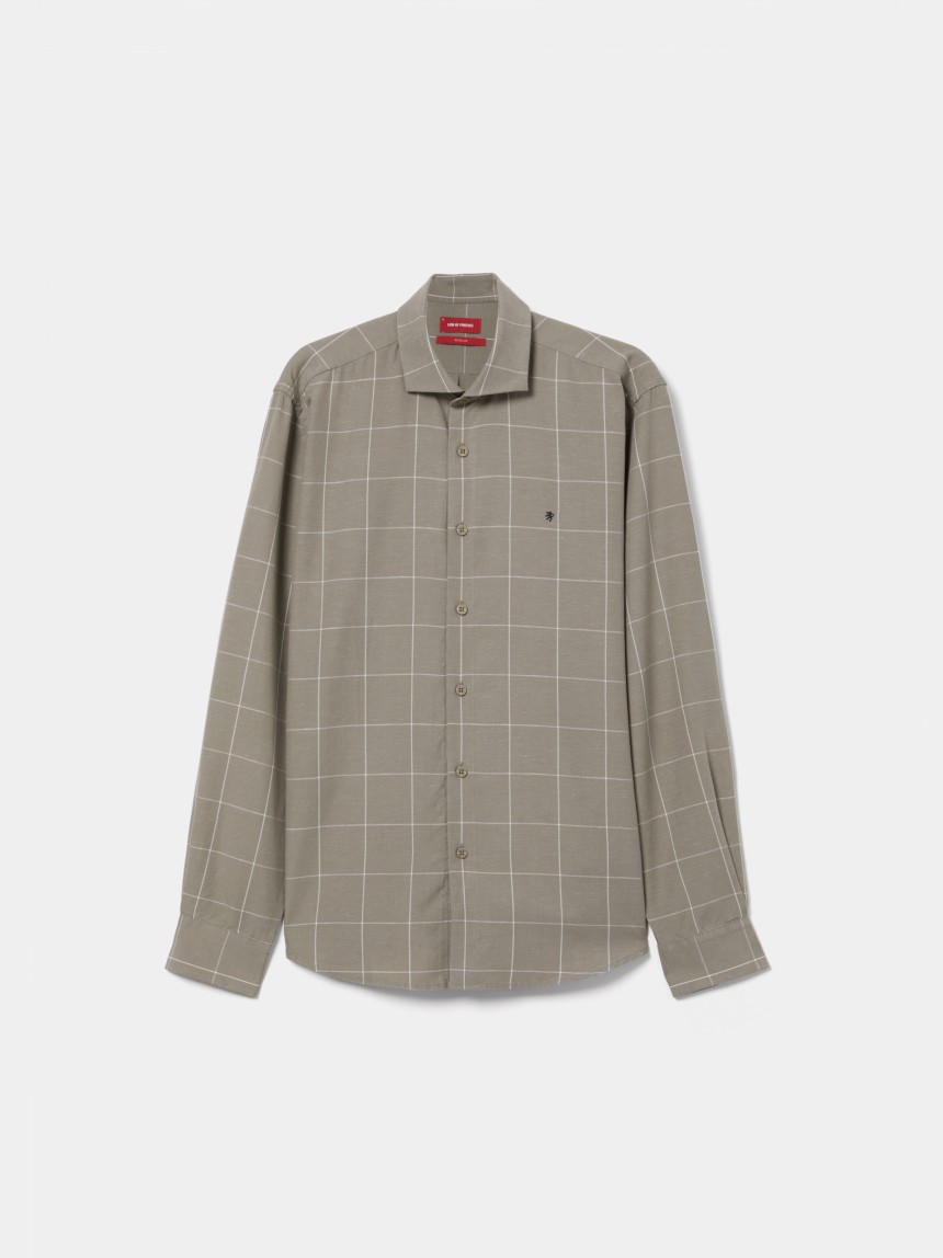 Camisa de corte regular en lyocell y lino