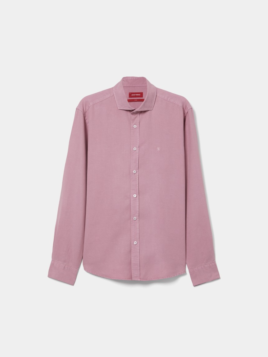 Camisa slim fit em liocel e linho