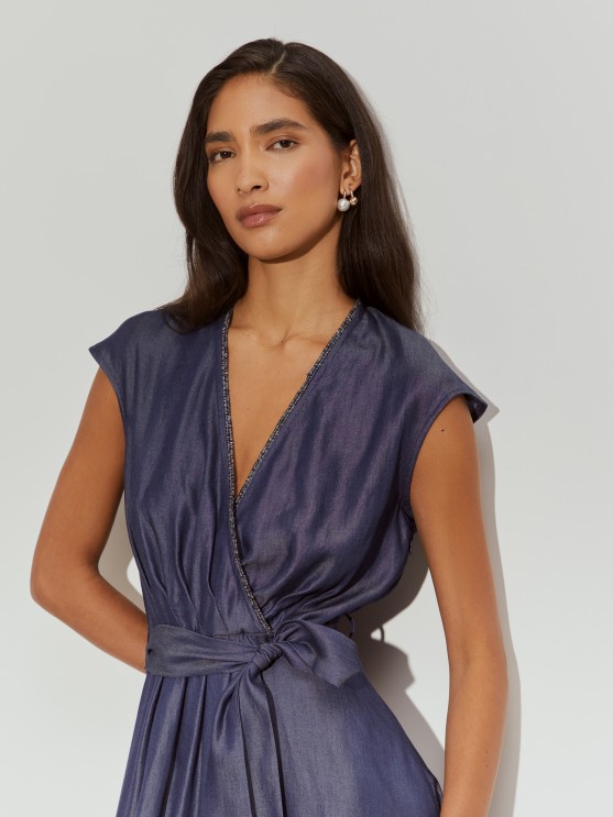 Crossover denim dress