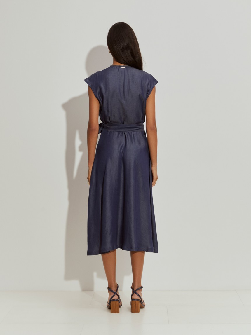 Crossover denim dress