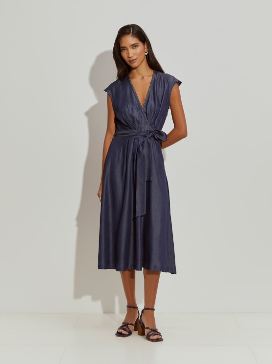 Crossover denim dress