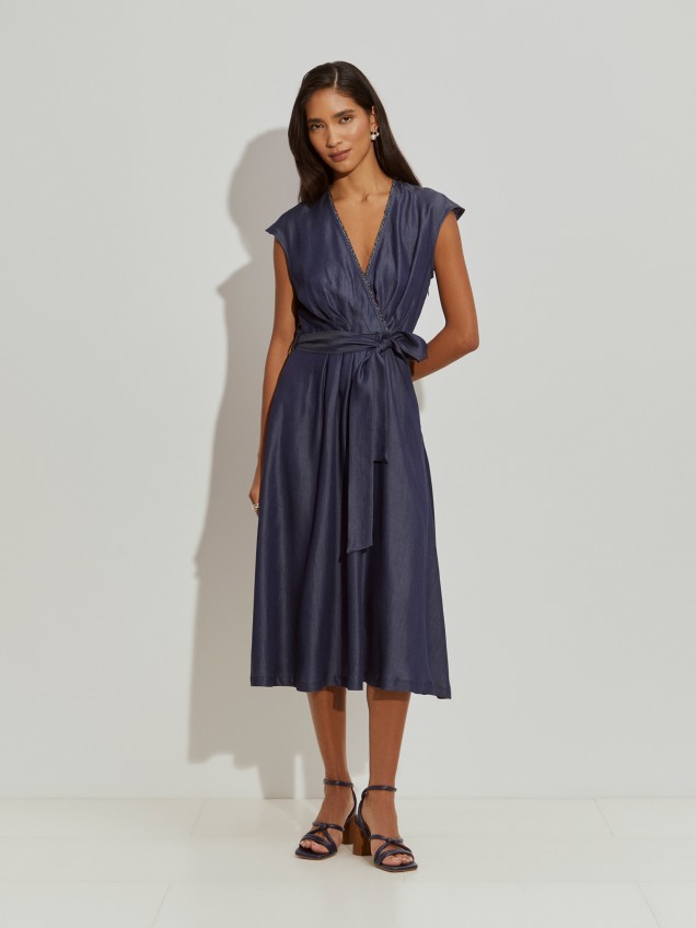 Crossover denim dress
