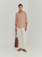 Camisa slim fit liocel e linho