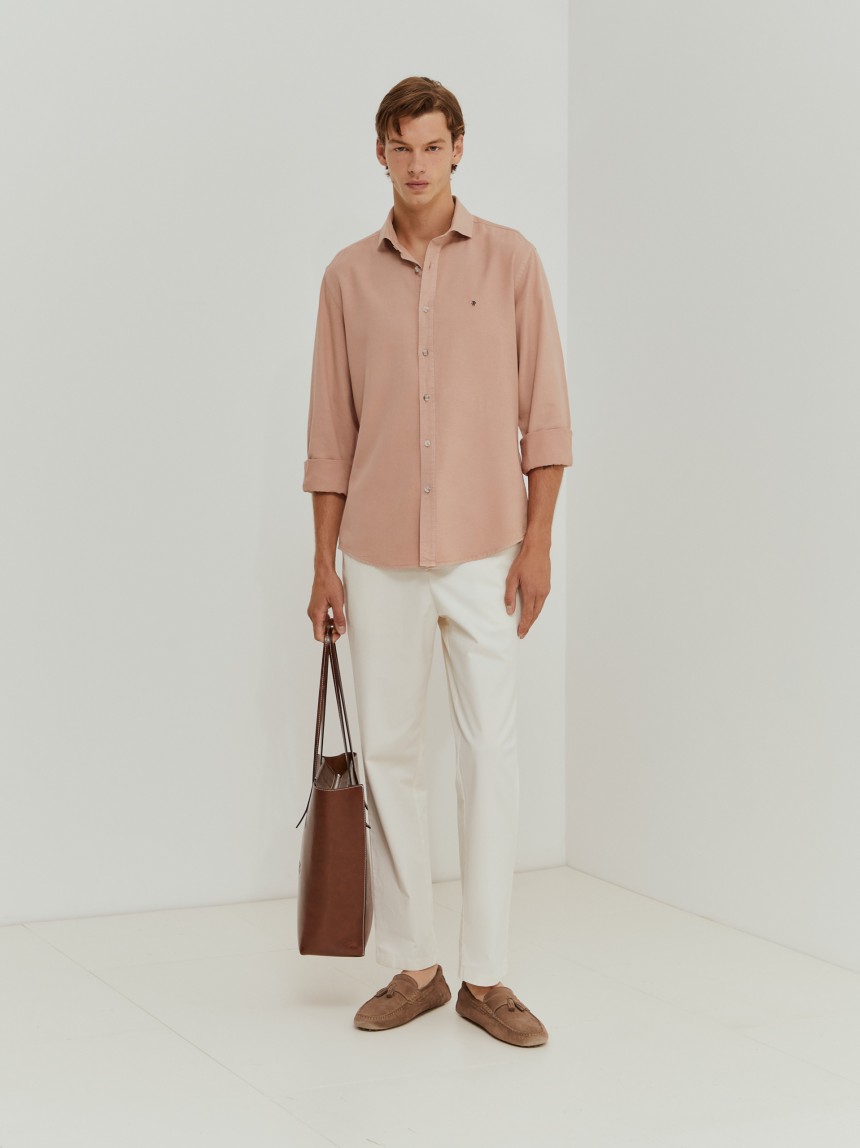 Camisa slim fit liocel e linho