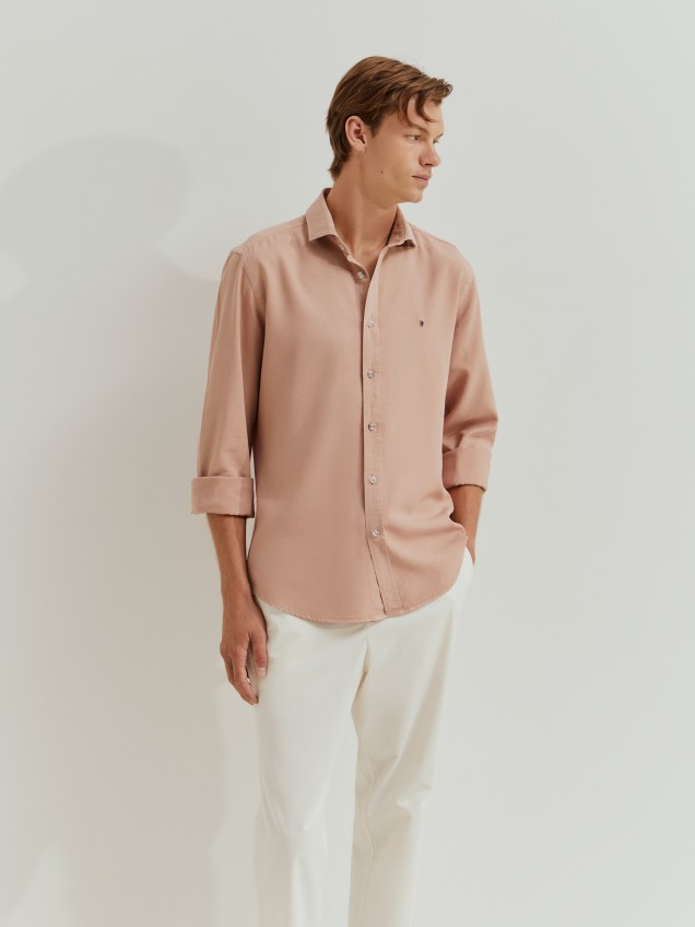 Slim fit shirt in lyocell and linen