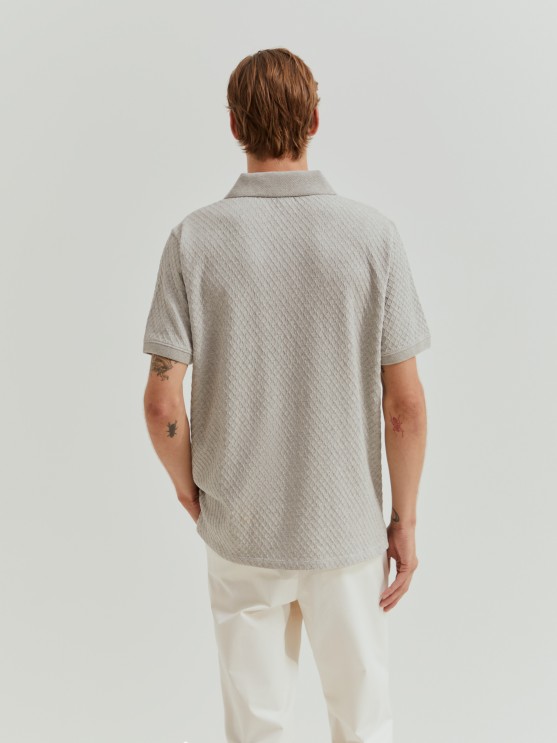 Structured mesh polo shirt