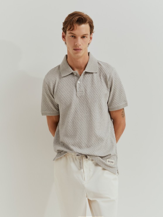 Structured mesh polo shirt