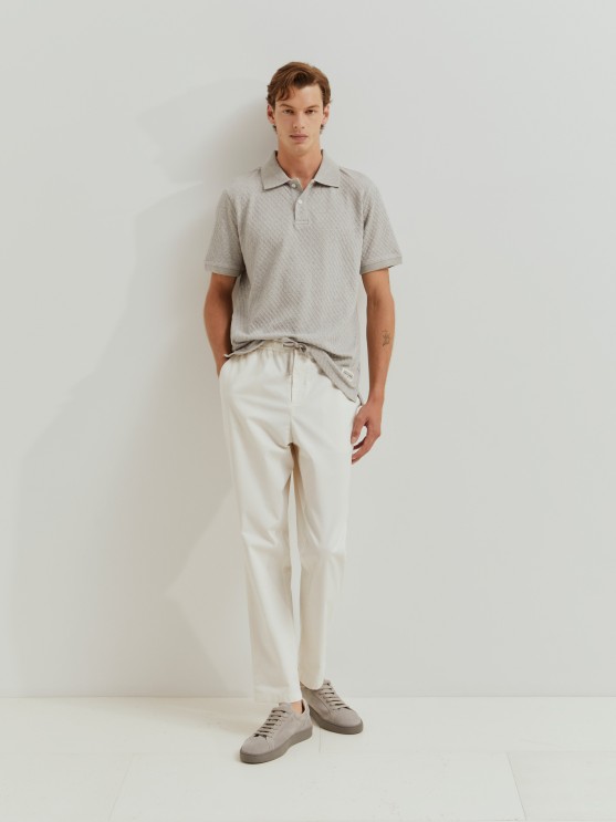 Structured mesh polo shirt