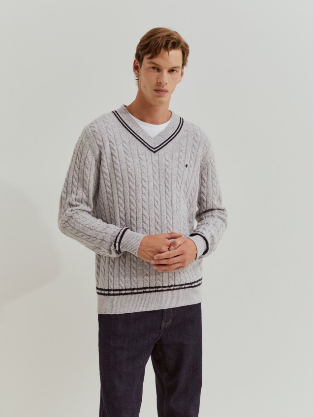 Pullover de malha entrançada