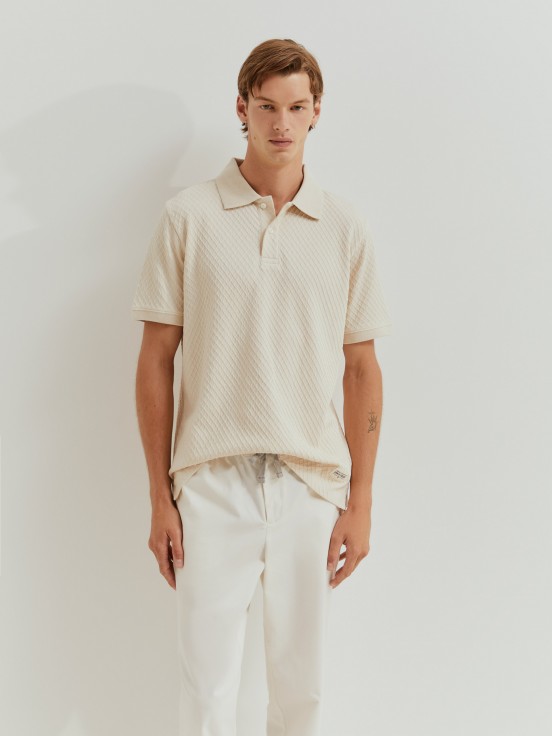 Structured mesh polo shirt