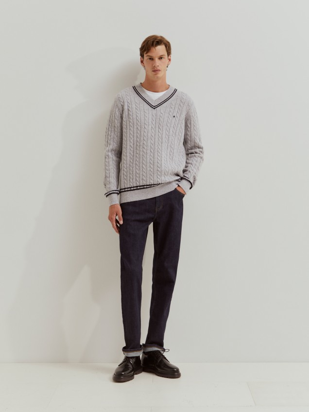 Pullover de malha entrançada