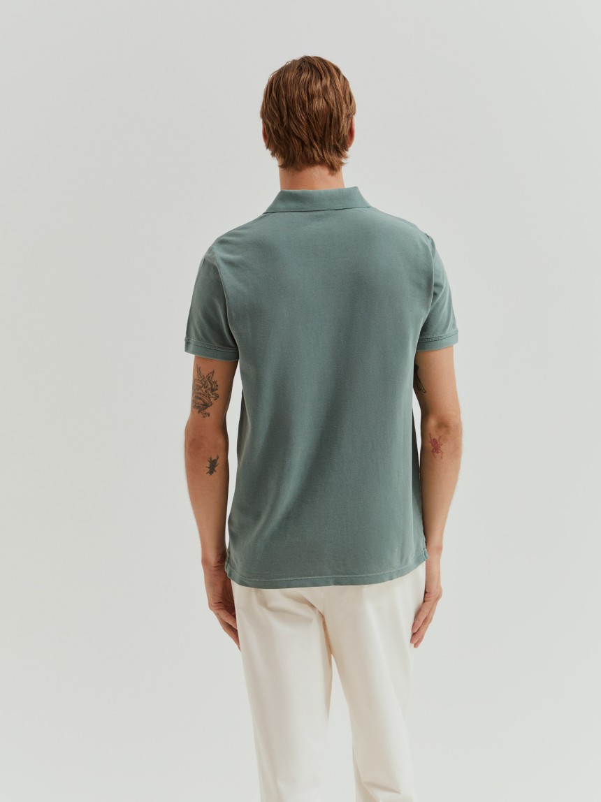 Slim fit garment dye polo shirt