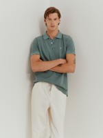 Slim fit garment dye polo shirt