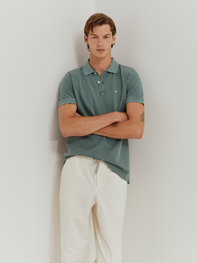 Slim fit garment dye polo shirt