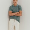 Slim fit garment dye polo shirt