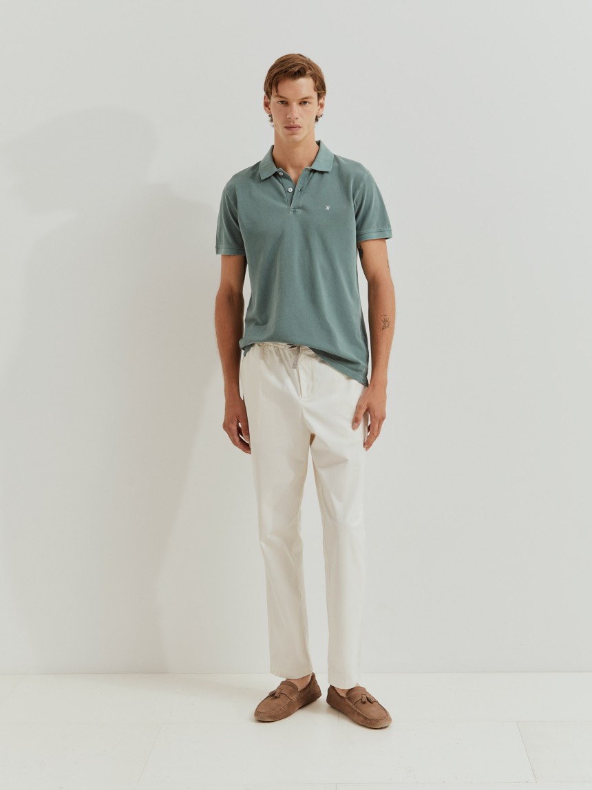 Slim fit garment dye polo shirt