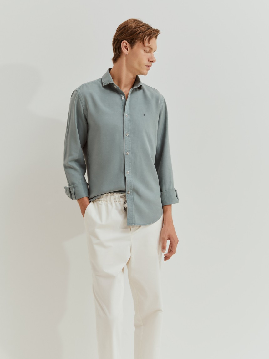 Slim fit shirt in lyocell and linen