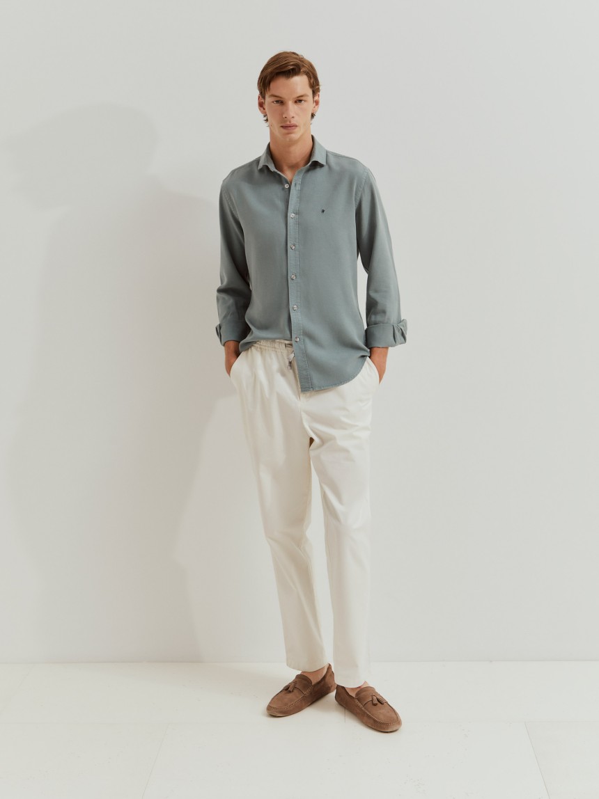 Slim fit shirt in lyocell and linen