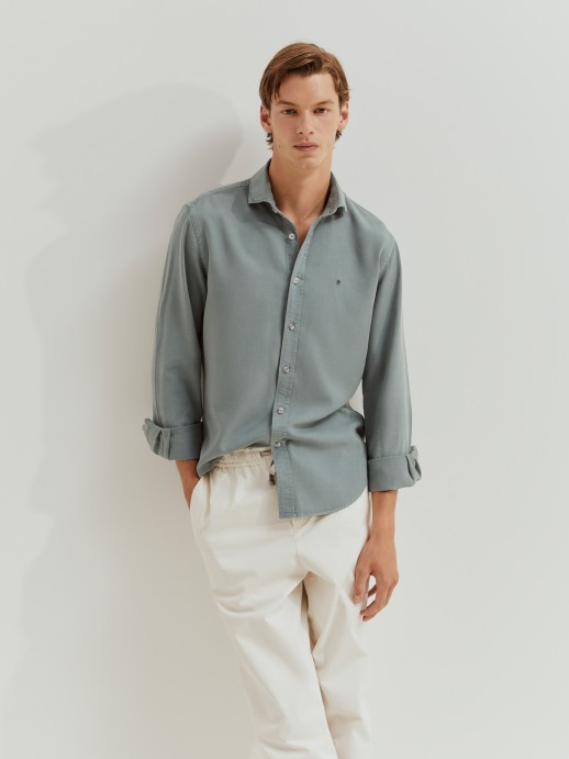 Slim fit shirt in lyocell and linen