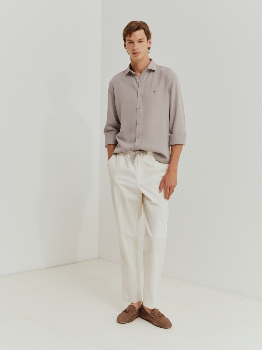 Slim fit shirt in lyocell and linen