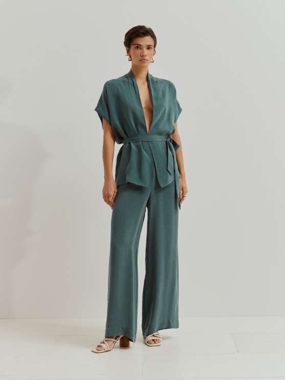 Cupro wide leg pants
