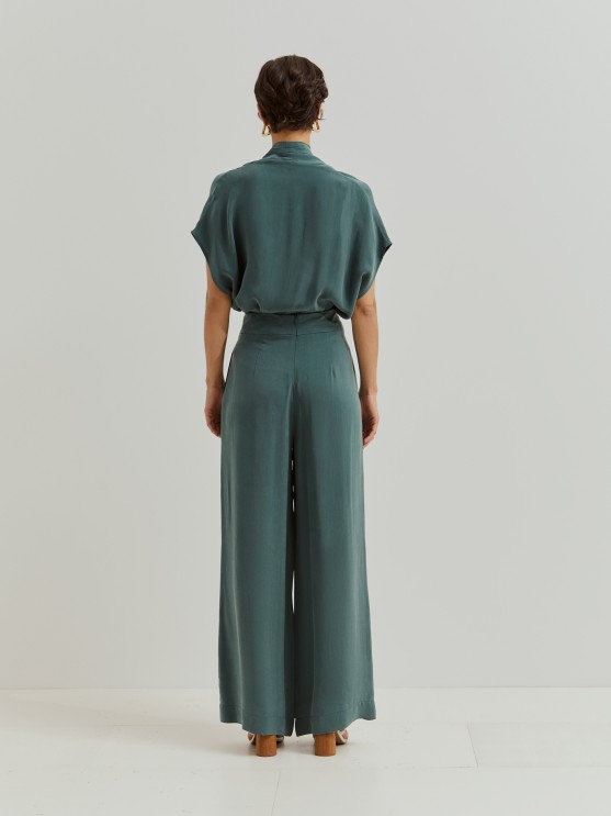 Cupro wide leg pants